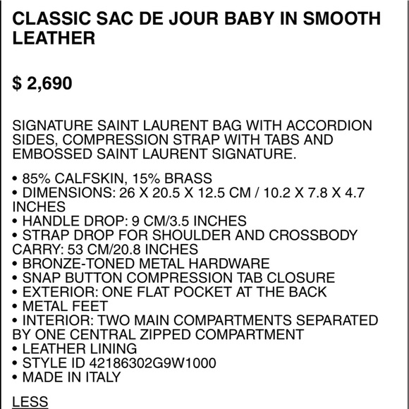 NWOT Saint Laurent Sac De Jour Baby Tote - Picture 16 of 16